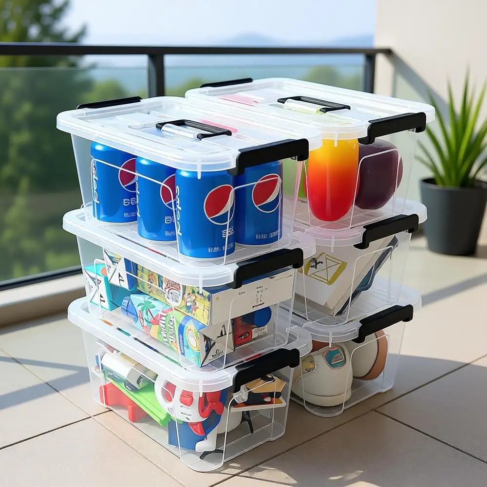 

Plastic Storage Bins with Lids 6 Pack, 7 Quart Stackable Storage Bins, Clear Lids, Easy Home Office Pantry Organization