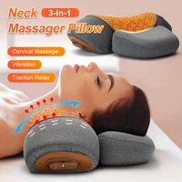 Almohada de Masaje para Cuello con Calor y Vibración, Protege la Columna Cervical, Ayuda a Resolver Problemas de Sueño