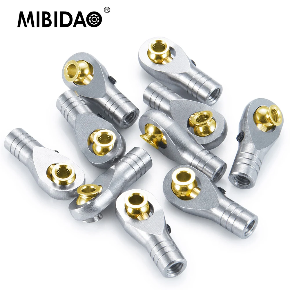 MIBIDAO 10Pcs Stainless Steel M4 Tie Rod End Ball Joint Head Right-Hand Screw for Axial SCX10 90046 1/10 RC Crawler Car Model