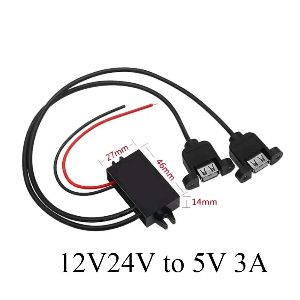 

12V24V to 5V 3A Charging Converter DC DC 12V to 5V Step Down Converter with Female/MICRO/TYPE C/MINI USB for Car Motorcycle