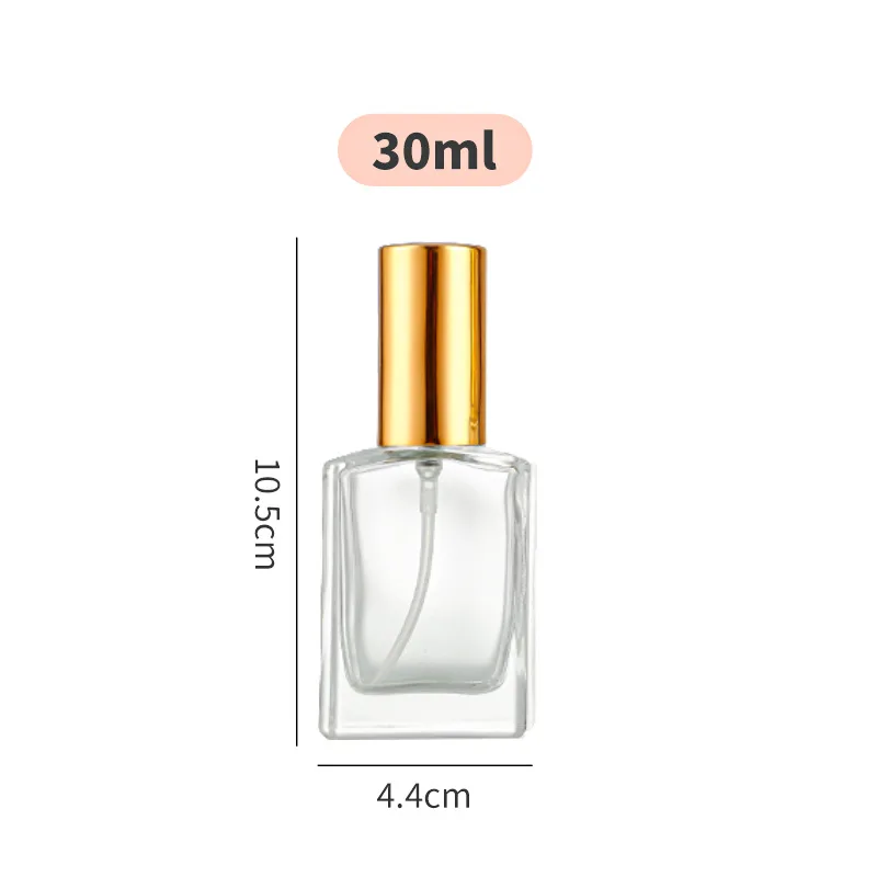 30 ml/50 ml/100 ml Eenvoudige Parfum Hervulbare Fles Schroef-Top Rechthoekige Glazen Transparante Spray fles Draagbare Reizen Verstuiver