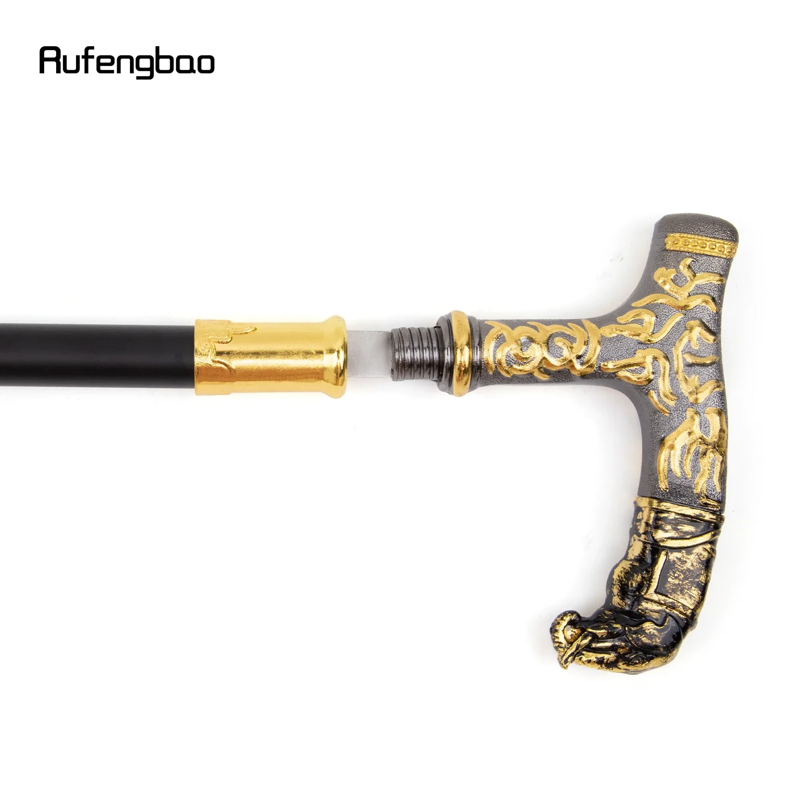 Golden Black Elephant Handle Luxury Walking Stick with Hidden Plate Self Defense Fashion Cane Plate Cosplay Crosier Stick 90cm