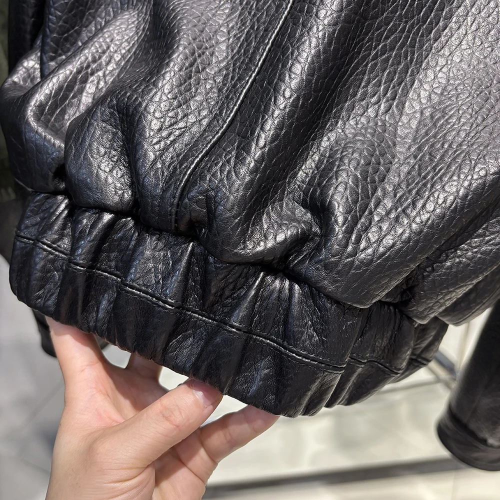 YOLOAgain 2026 Spring Short Suede Bomber Jacket Women Genuine Sheepskin Leather Jacket Ladies