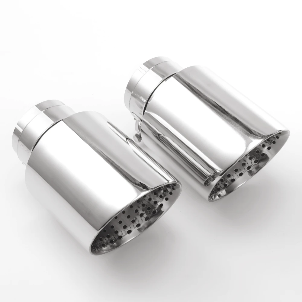 1 Stück Auto Edelstahl Silber Schalldämpferspitze Universal Auspuffrohr Schalldämpfer Doppelschicht Düse Doppelschicht Dekoration Bevel End