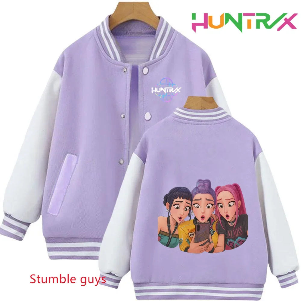 

New boy's sports shirt with cartoon print Kawaii 3-12 year old girl casual top - K-pop Demon Hunters children's baseball outfit