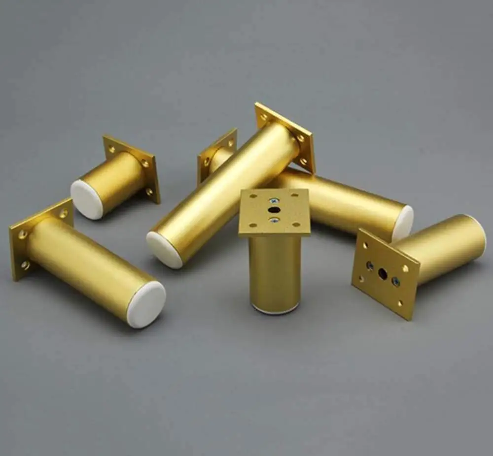 4pcs Furniture Cabinet Feet Table Sofa Bed TV Cabinet Legs Aluminum Alloy Furniture Legs Adjustable Gold Feet