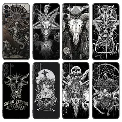 Satanic Scary Skull Phone Case For Samsung Galaxy S20 S21 FE S22 Ultra S10 Lite S10E S9 S8 Plus S7 Edge Soft TPU Black Cover