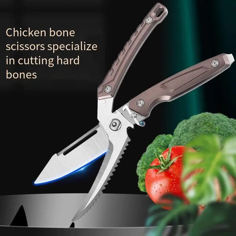 

Aolacow Home Multi Functional Chicken Bone Scissors Stainless Steel Kitchen Specific Chicken Bone Barbecue Food Scissors Outdoor