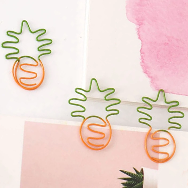Plastic-Coated Two-Color Cute Shape Paper Clip Pineapple Bookmark Decoration Student Color Paper Clip