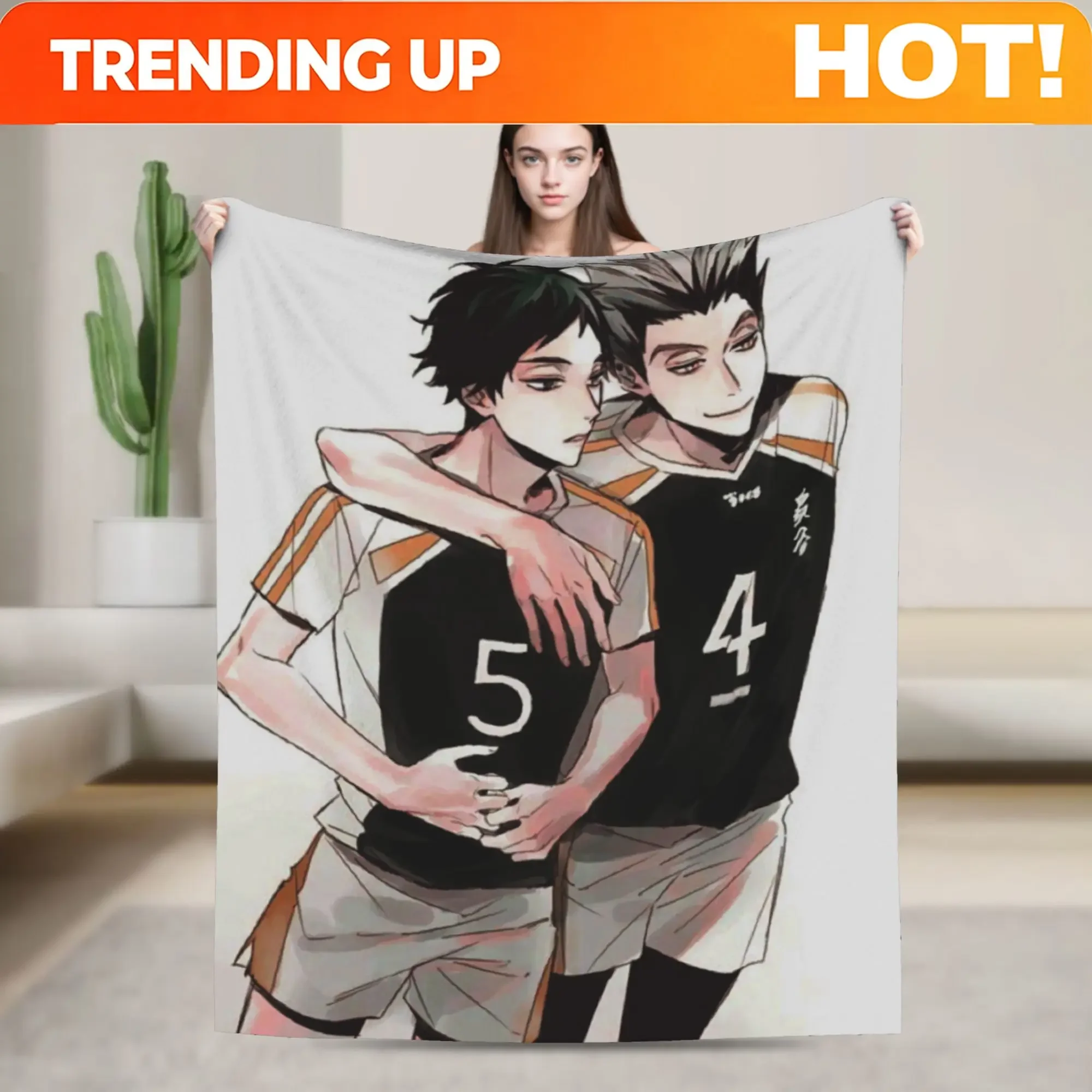 Custom Haikyuu Bokuaka Blankets Fleece Decoration Karasuno Volleyball Kageyama Super Soft Throw Blanket For Home Outdoor Bedding