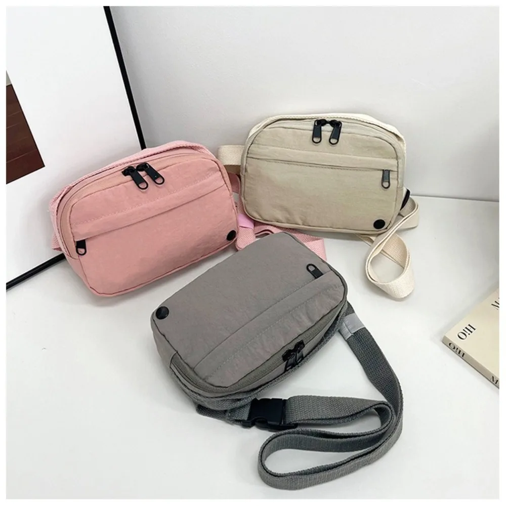 

Мягкая нейлоновая женская спортивная сумка на плечо, однотонная женская сумка на молнии для телефона, нагрудные сумки