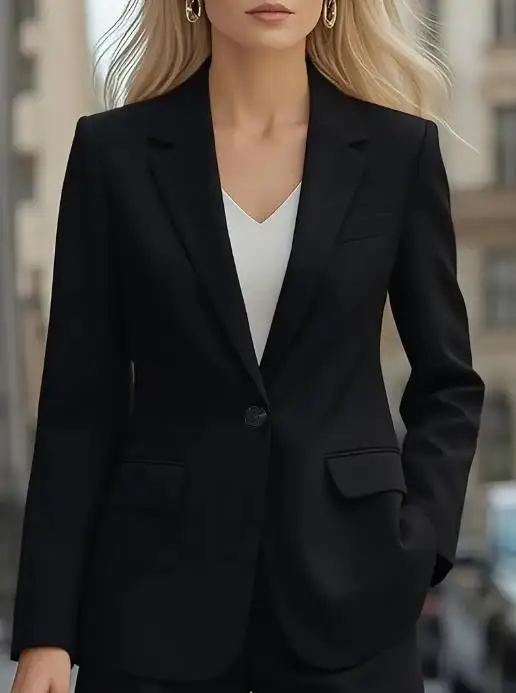 

Women's Suit 2025 Popular Autumn Fashion Women's Long Sleeved One Button Small Suit Jacket Flap Pockets Ideal for Office Wear