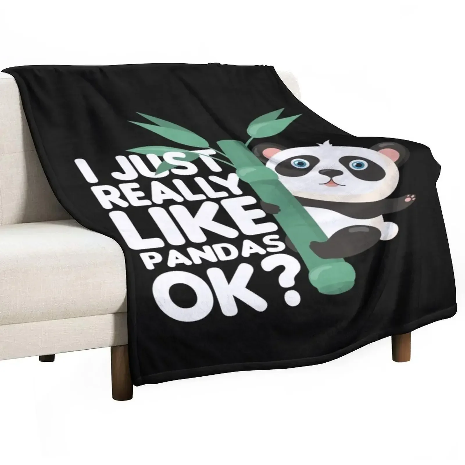 

I Just Really Like Pandas, OK T-Shirt Throw Blanket Thin Travel Blankets