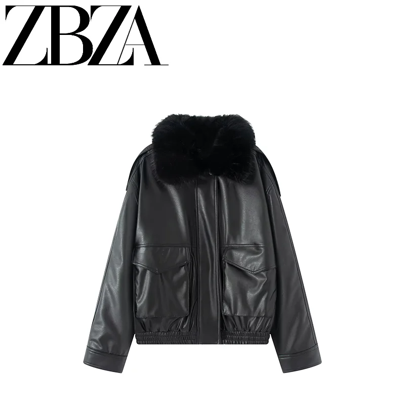 Fashionable Windproof Detachable Artificial Fur Collar Leather Jacket Women's Short Coat Autumn New Arrival No Brand Registered