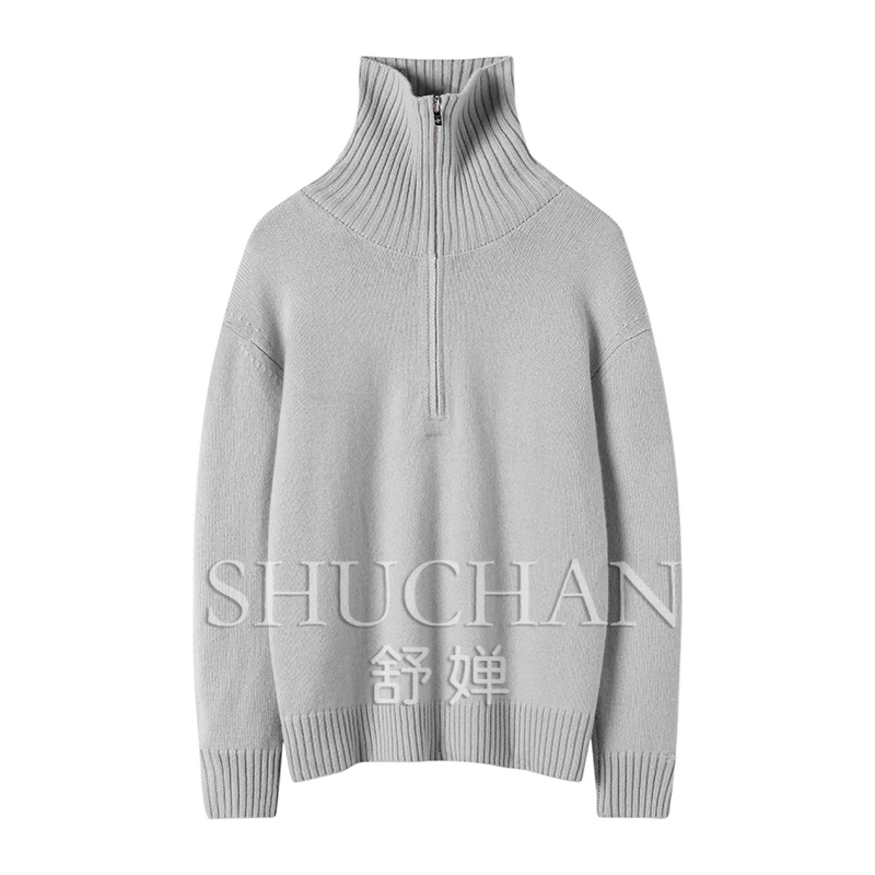 stand-up collar thick 100% cashmere sueter mujer invierno sweater winter clothes women zipper pull femme  sueter mujer