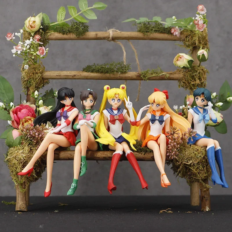 Figuras de Anime de Sailor Moon en 5 Estilos, 12 cm, PVC, Tsukino Usagi, Sailor Venus, Marte, Mercurio, Decoración para el Tablero del Auto, Juguetes, Regalos