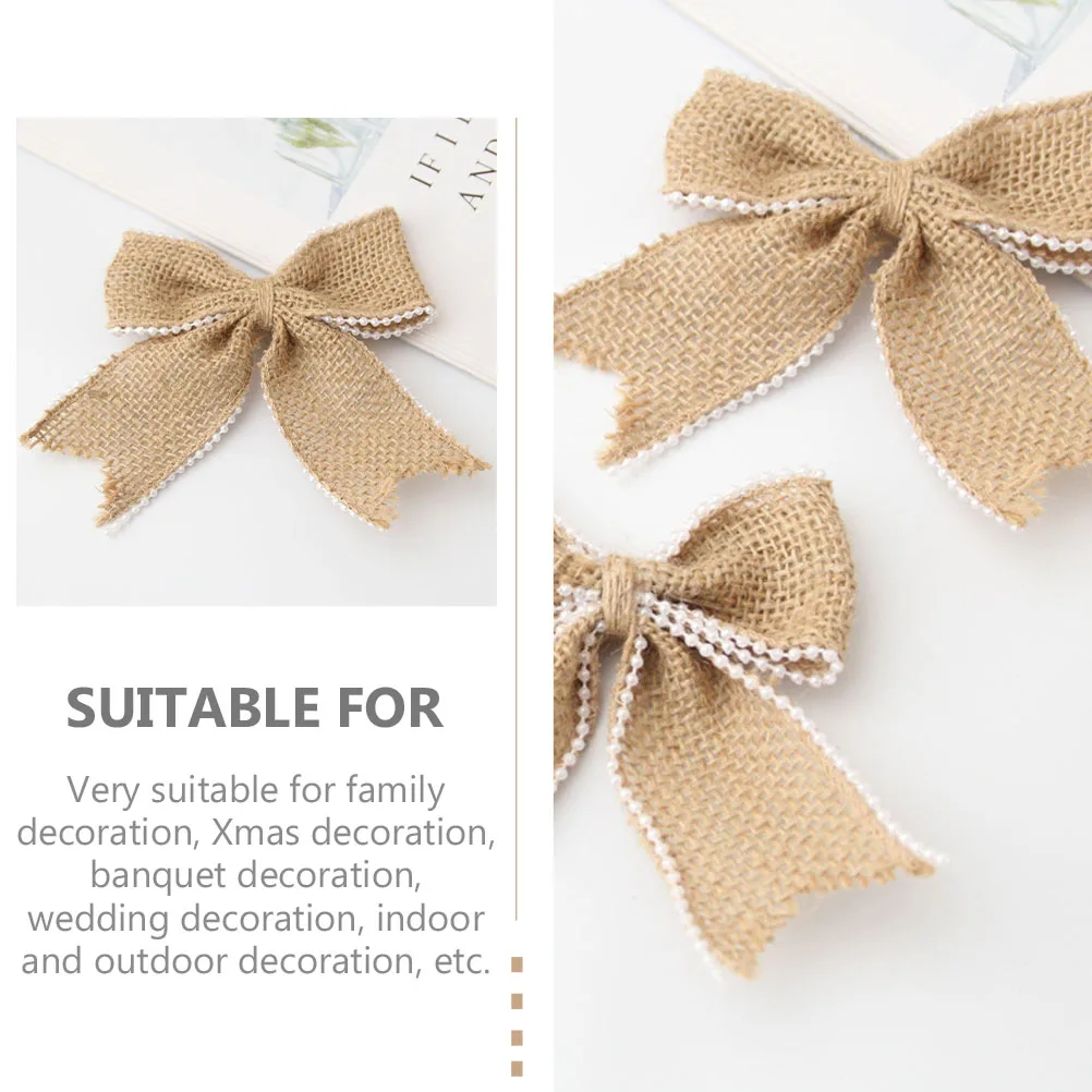

15 Pcs Bow Decoration Set Traditional Holiday Decorations Linen Bowknot Gift Elegant Christmas Ornaments DIY Adorn