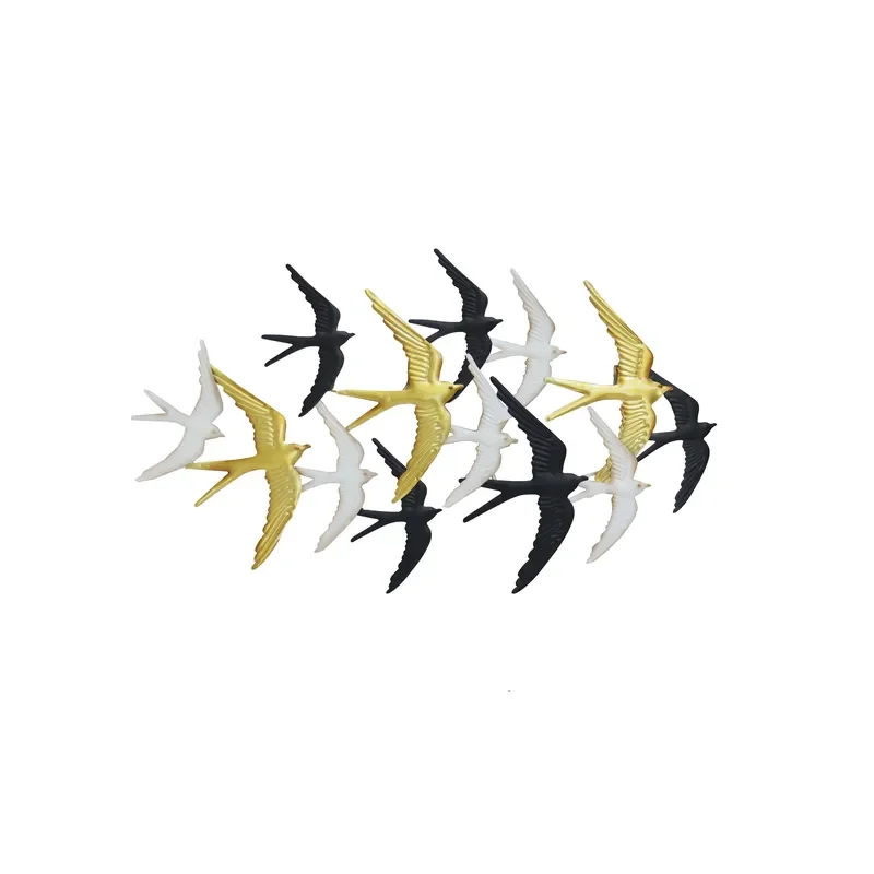 Large Three Color Metal Bird Carved Garden Ornament Featuring Swallows In Garden Art
