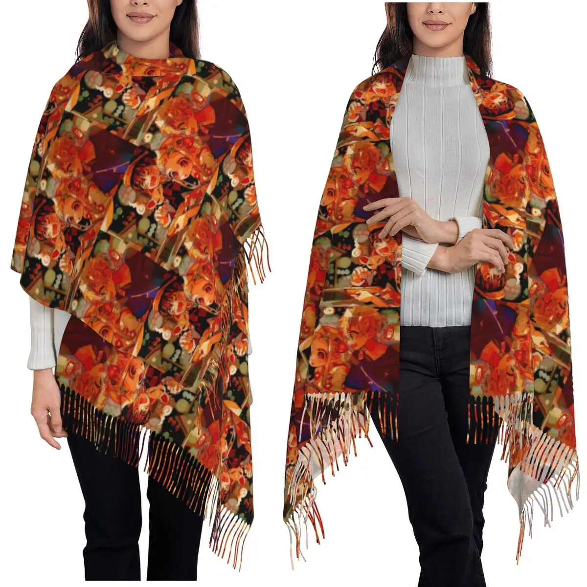 Toilet Bound Hanako Kun Anime Scarf Tassel Scarves Women Soft Warm Shawls and Wraps Long Fall Winter Shawl Wrap