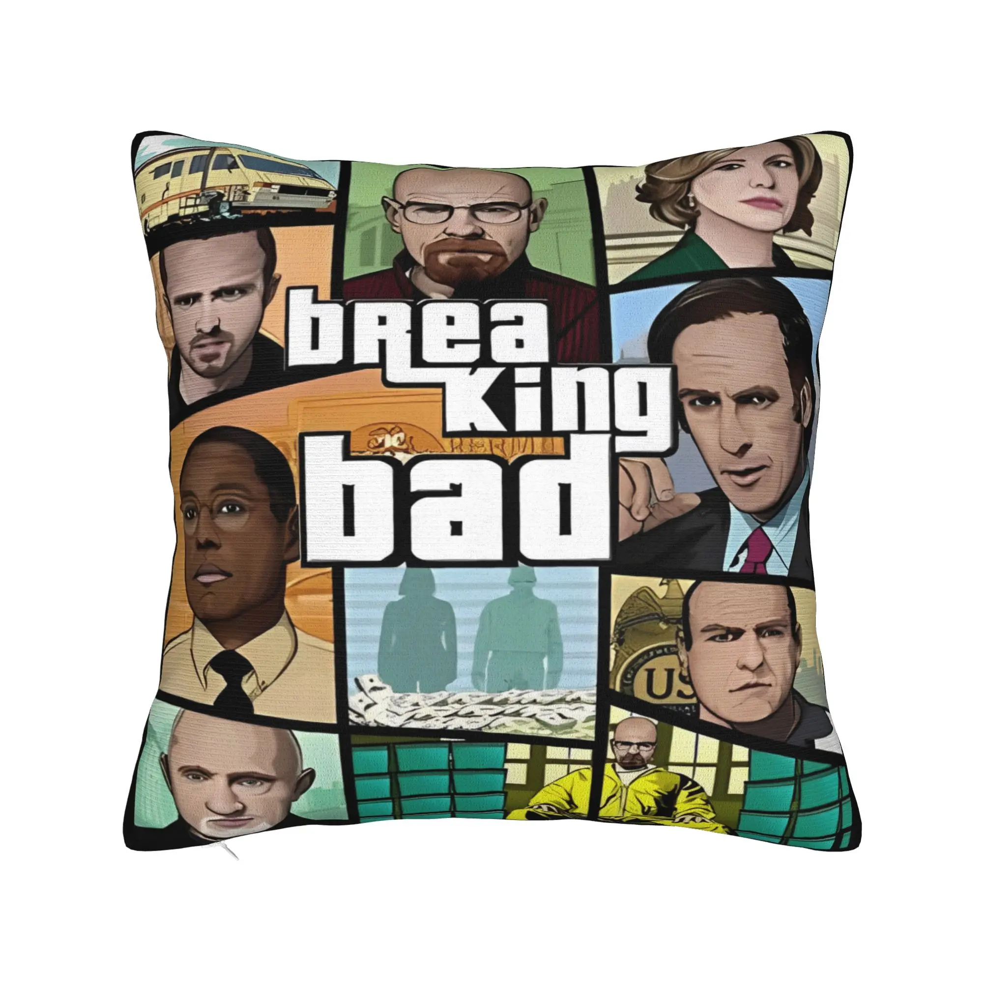 Heisenberg Breaking Bad Square Pillow Covers Polyester Car 90s TV Cushion Cover Funny Decorative Pillowcase 45*45