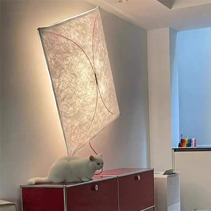 

Ariette wall lamp Italian designer square silk lamp Bedroom Background Decorative Lamps Minimalist aisle Corridor Wall Lamp