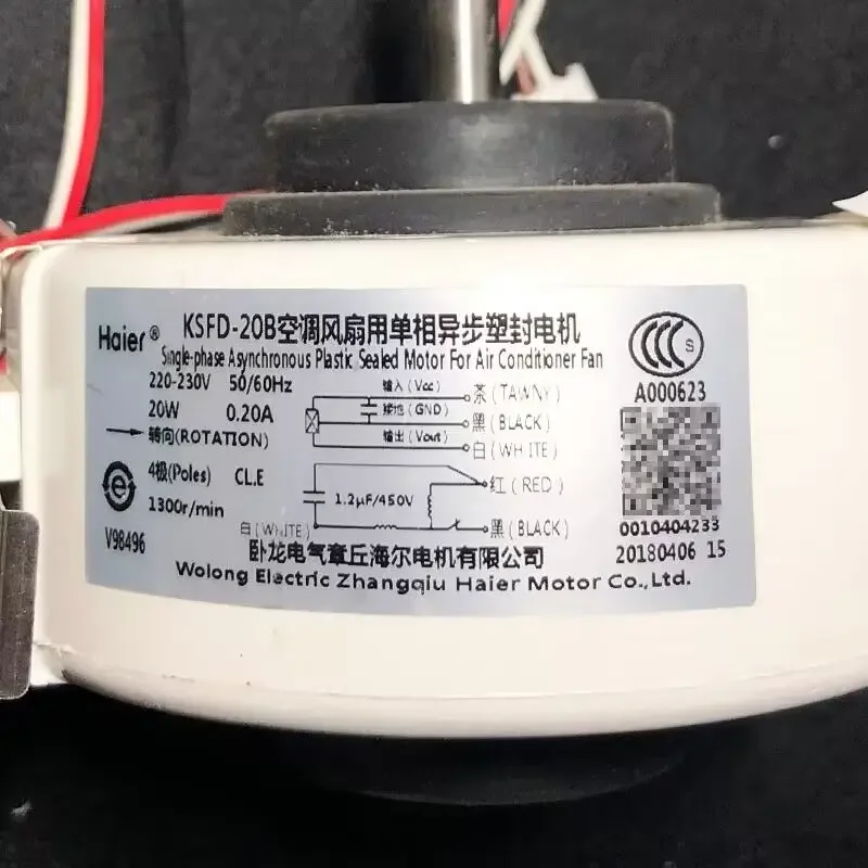 Para motor de ventilador de aire acondicionado Haier para aire acondicionado KSFD-20B 0010404233   Piezas AC220-230V 20W