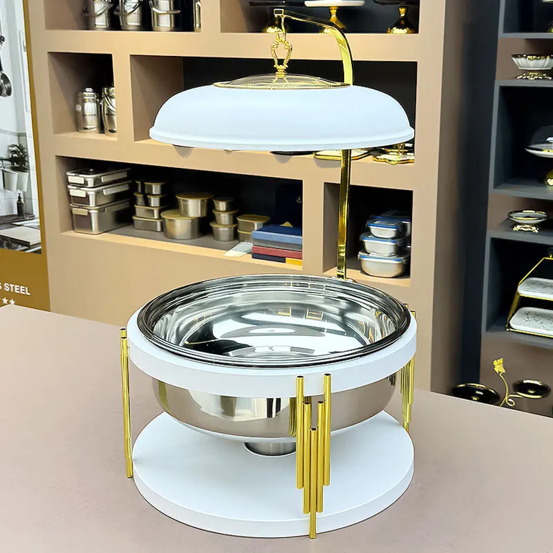 New White and Gold Chafing Dish Buffet Set 8.0L Black Chafing Dish for Catering
