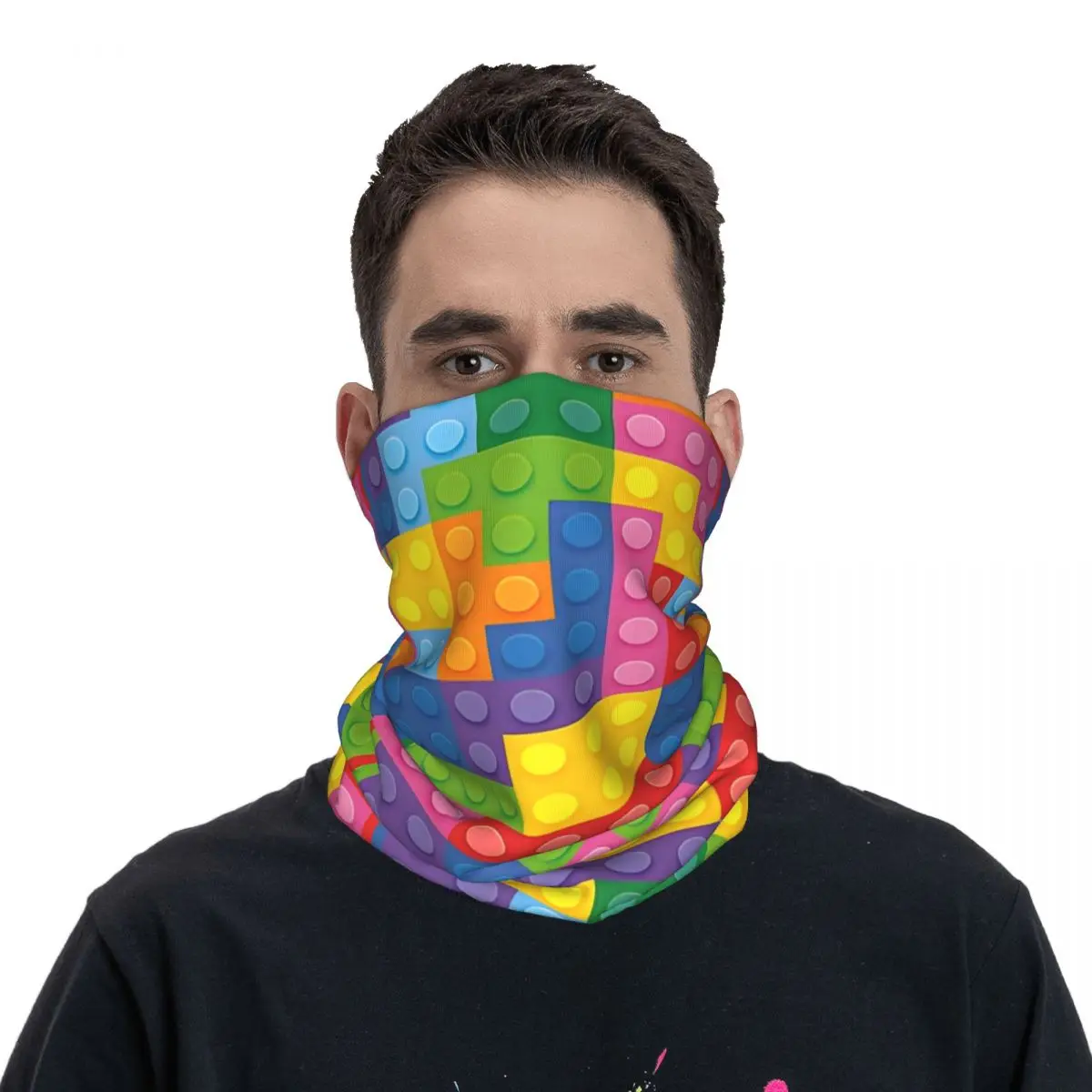 Face Bandana Gaiter com Blocos de Plástico para Homens, Cachecol de Tubo, Game Headband, Brick Game, Ski, Corrida, Médico, Enfermeira, Pescoço, Aquecedor, Jogos Divertidos