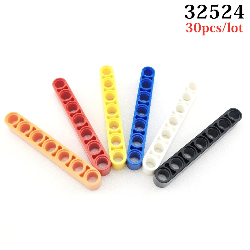 

30Pcs/lot 32524 High-Tech 1x7 Holes Liftarm MOC Building Blocks Parts Assembles Car Particles DIY Educational Bricks Kids Toys