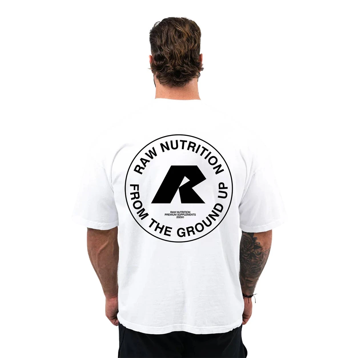 T-Shirt „Raw Nutrition From The Ground Up“, GYM-Grafik, Baumwoll-T-Shirt, hochwertiger, luxuriöser Unisex-Stil, sowohl für Männer als auch für Frauen – Detail 4