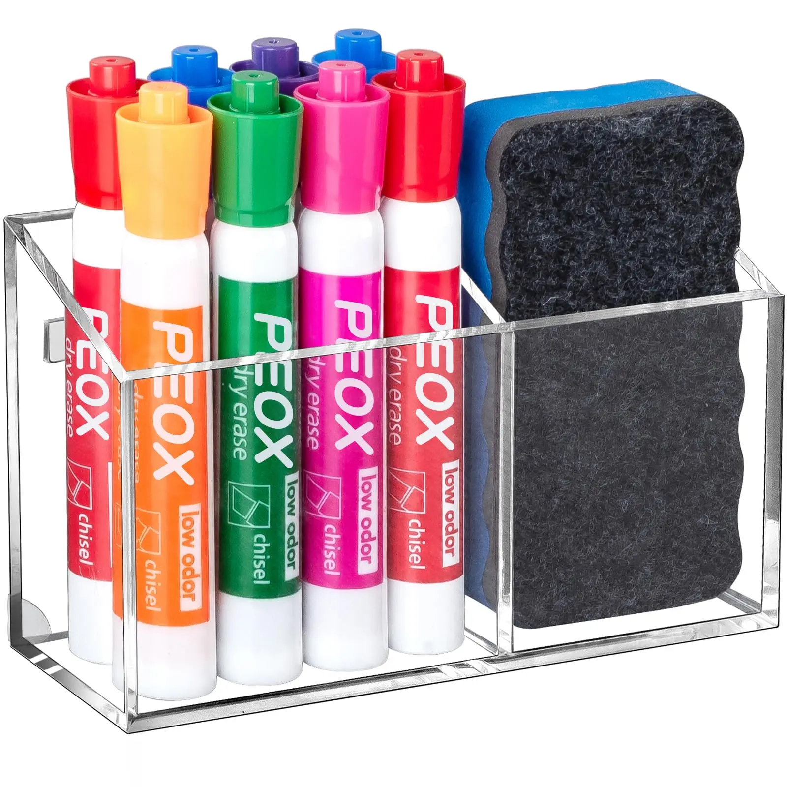 

Acrylic Magnet Pen Holder for Refrigerator, Non-Slip Whiteboard Marker Organizer for Locker & Desk