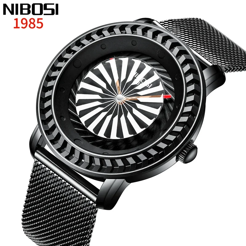 NIBOSI 2025 Unique Dial Movement Mens Watches Top Brand Luxury Quartz Men Watch Mesh Relojes Hombre Modernos Relogio Masculino