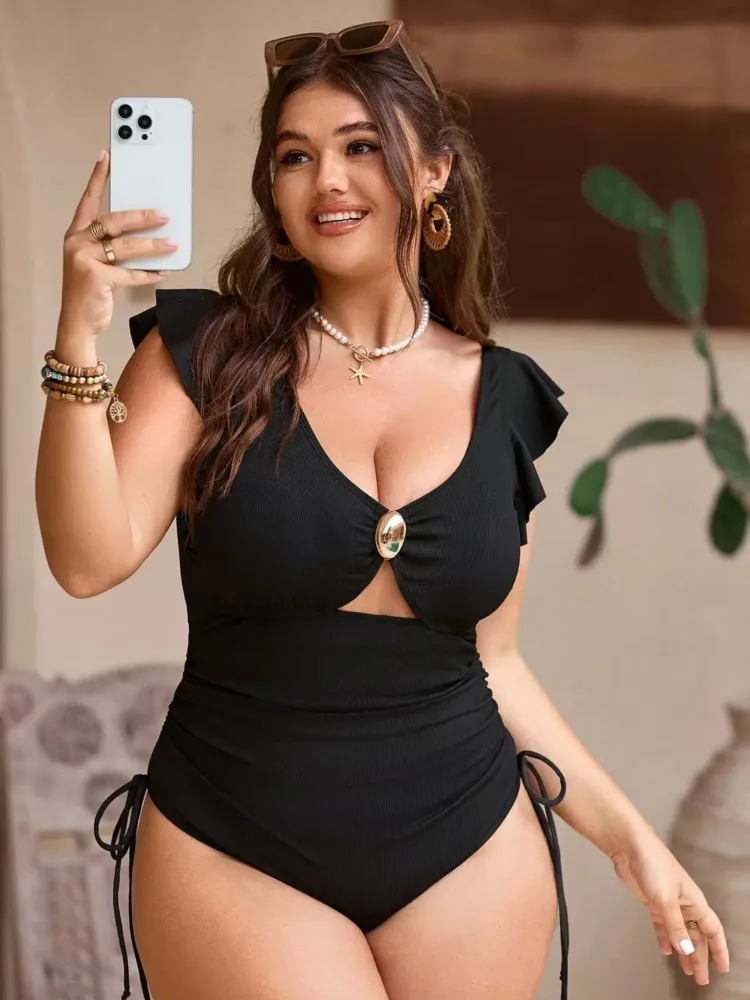 

XL-4XL Plus Size High Waist Bikini Women's Push Up Large Size Swimsuit Summer Mujer Big Size Tummy Control Swimwear Bikini Sets