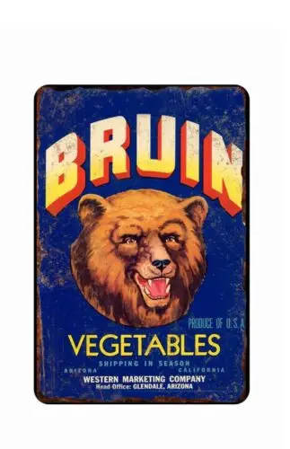 Bruin Vegetables All Metal Tin Sign  8x12 Disrtressed Art Image