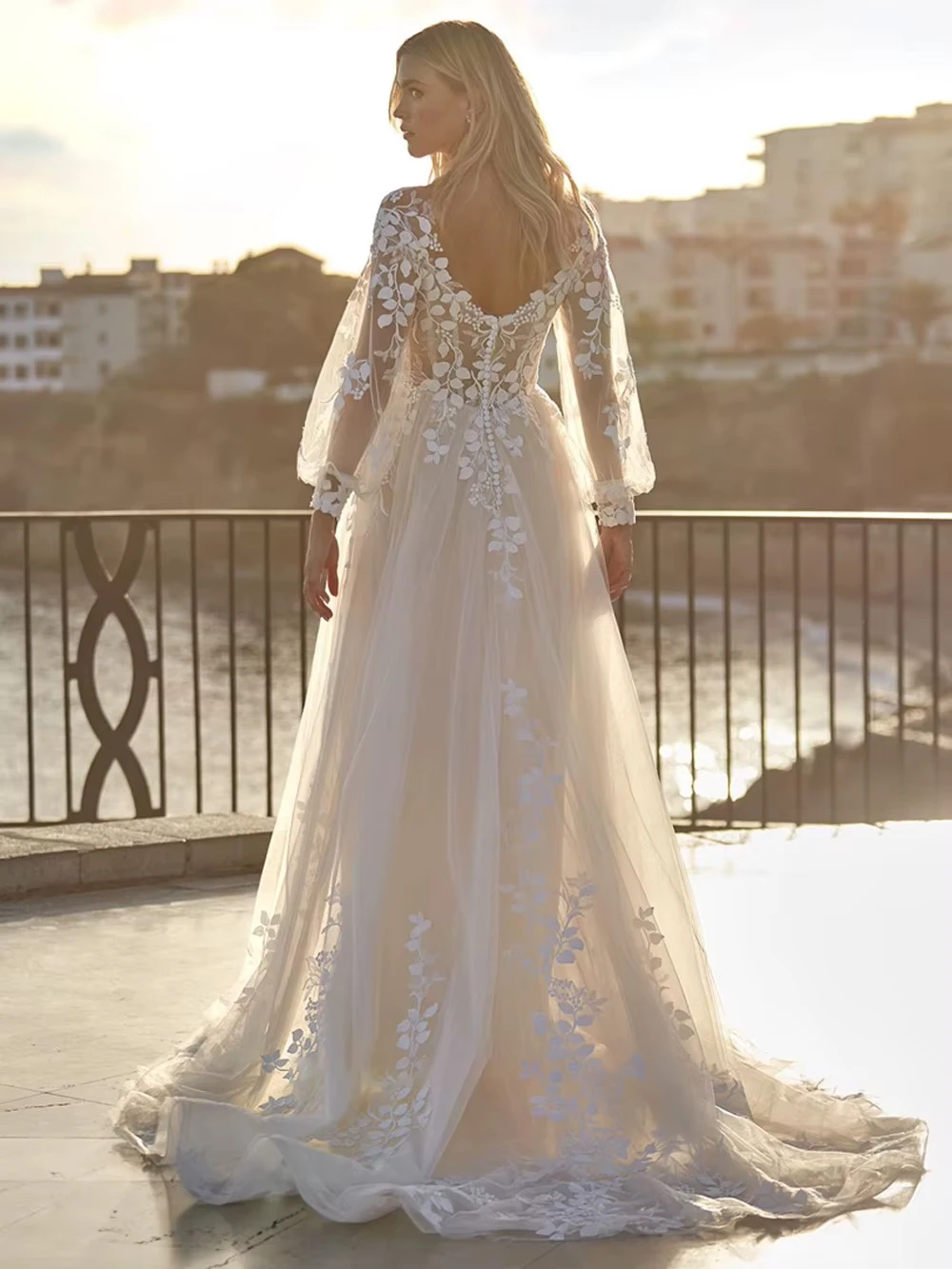 Ivory V Neck Wedding Dresses for Ladies Elegant Empire Bridal Gowns with Lace Exquisite Full Sleeve Vestidos De Novia New 2026