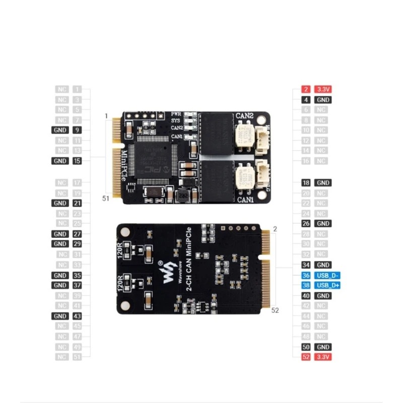 2-канальная карта CAN PCIe с изолированной шиной CAN PCIe для хостов с USB-адаптером PCIE, плата адаптера USB-CAN