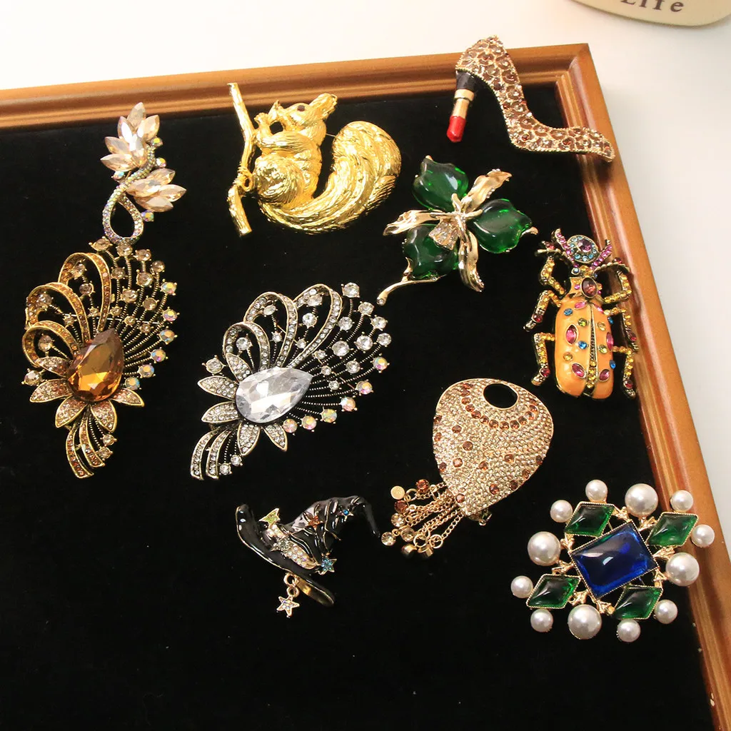 Baroque Luxury High-Heel Shoes with Floral, Animal, and Bird Designs: Brooches, Pins, and Jewelry Accessories for Men and Women