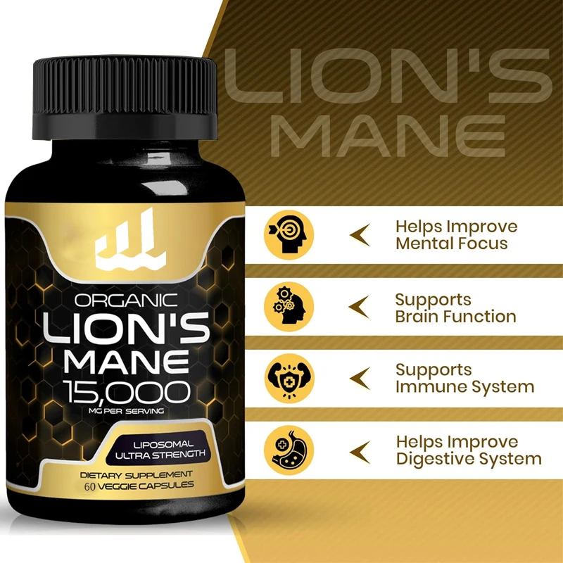 

Lions Mane Supplemental Capsules - Brain Supplements for Memory and Focus - Cognitive and Immune Support, Focus Supplements