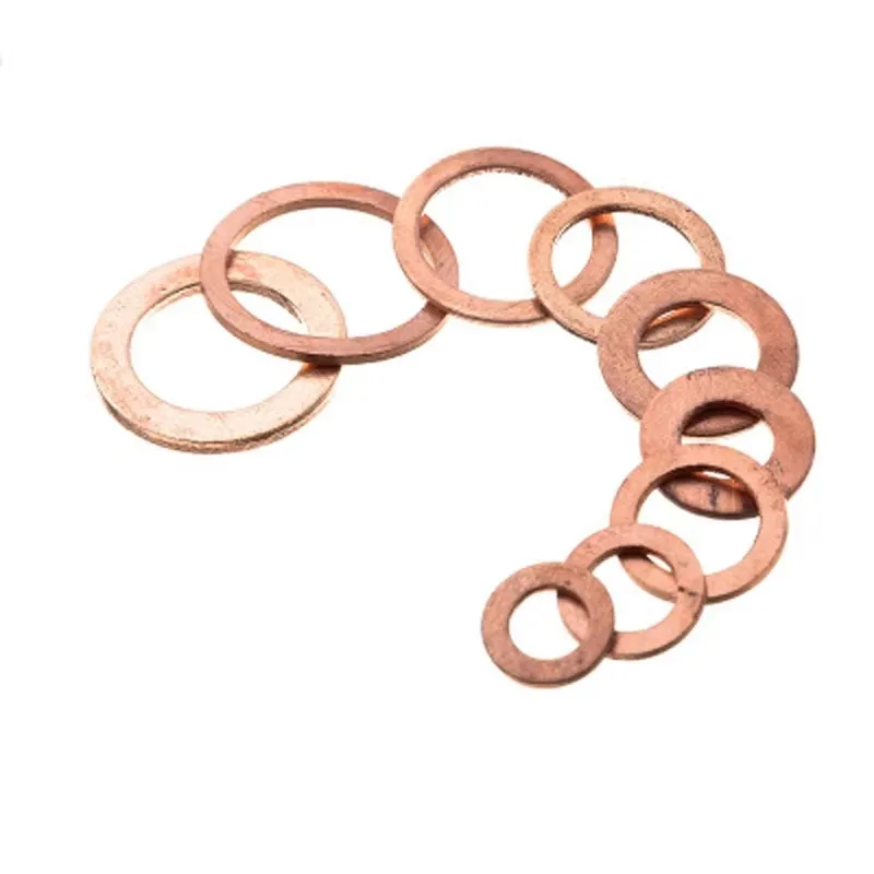 200 шт., красная медная уплотнительная прокладка, комплект плоских шайб, сальник, медные шайбы, герметичные для автомобильного двигателя, сантехнический фитинг