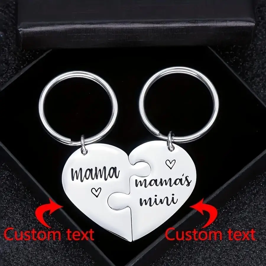 1/5/10/20/50/100pcs Custom Stainless Steel Heart Puzzle Keychain with Self-Defined Text, Name, Anniversary, Etc. Romantic Fashio