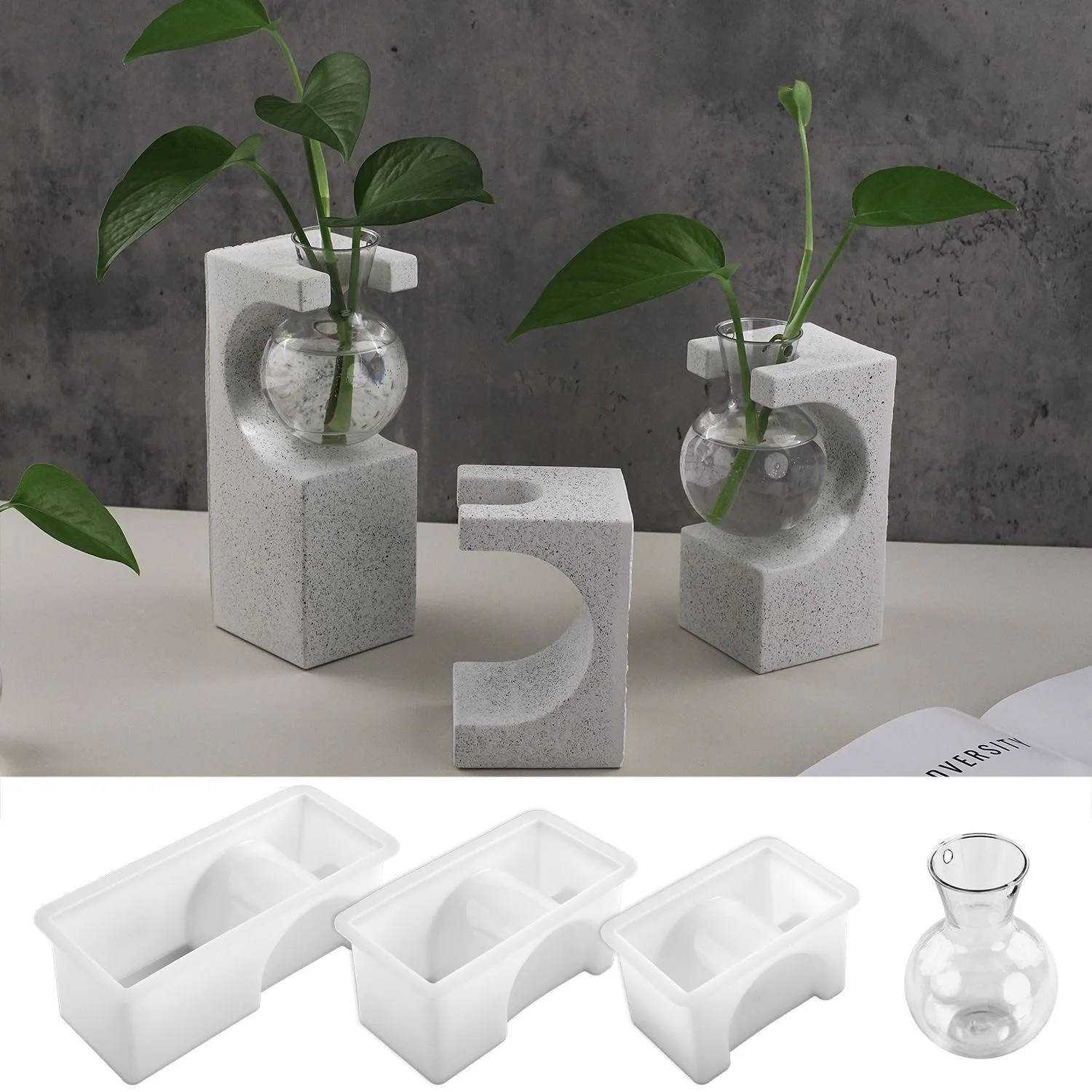 

Plastic Geometric Hydroponic Planter Mold, DIY Cement & Plaster Flower Pot Form, Reusable Vase Mould for Home Craft
