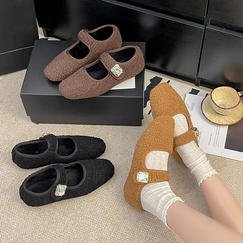 

Women's Cotton Shoes, Warm Home Shoes, Fashionable Women's Flat Loafers 2025 New Autumn and Winter Anti-slip Moccasin Shoes