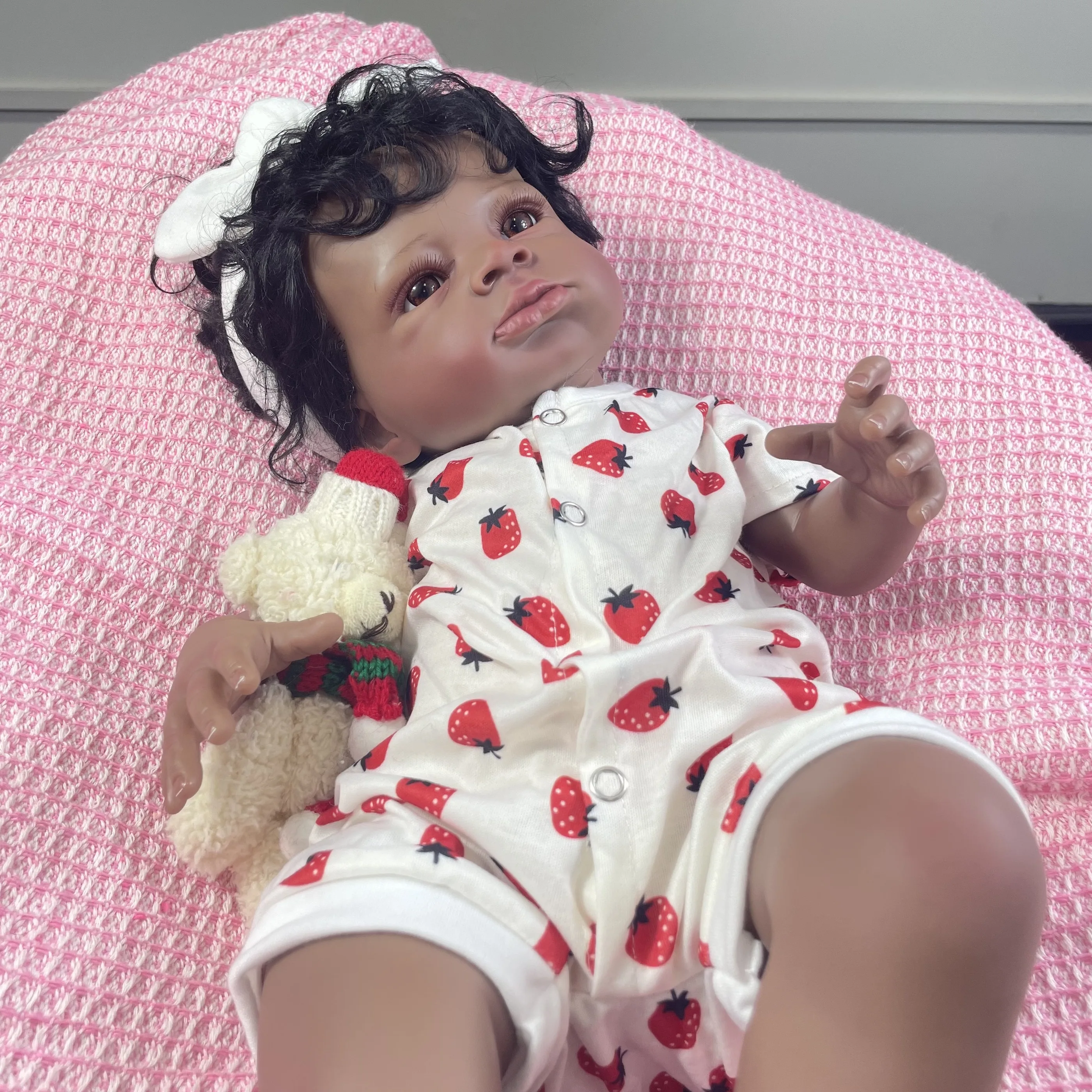 Lanny-muñecas Reborn con acabado de 20 pulgadas para niñas, muñeca recién nacida de piel oscura, Linda muñeca afroamericana, regalo de juguete de Navidad