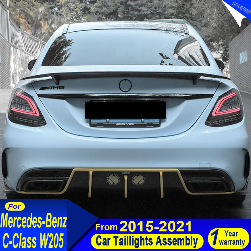Car LED Lights for Benz W205 C Class 2014-2021 LED  Taillight Upgrade Dynamic Style Design Dynamic Signal Lamp Accessories Pair