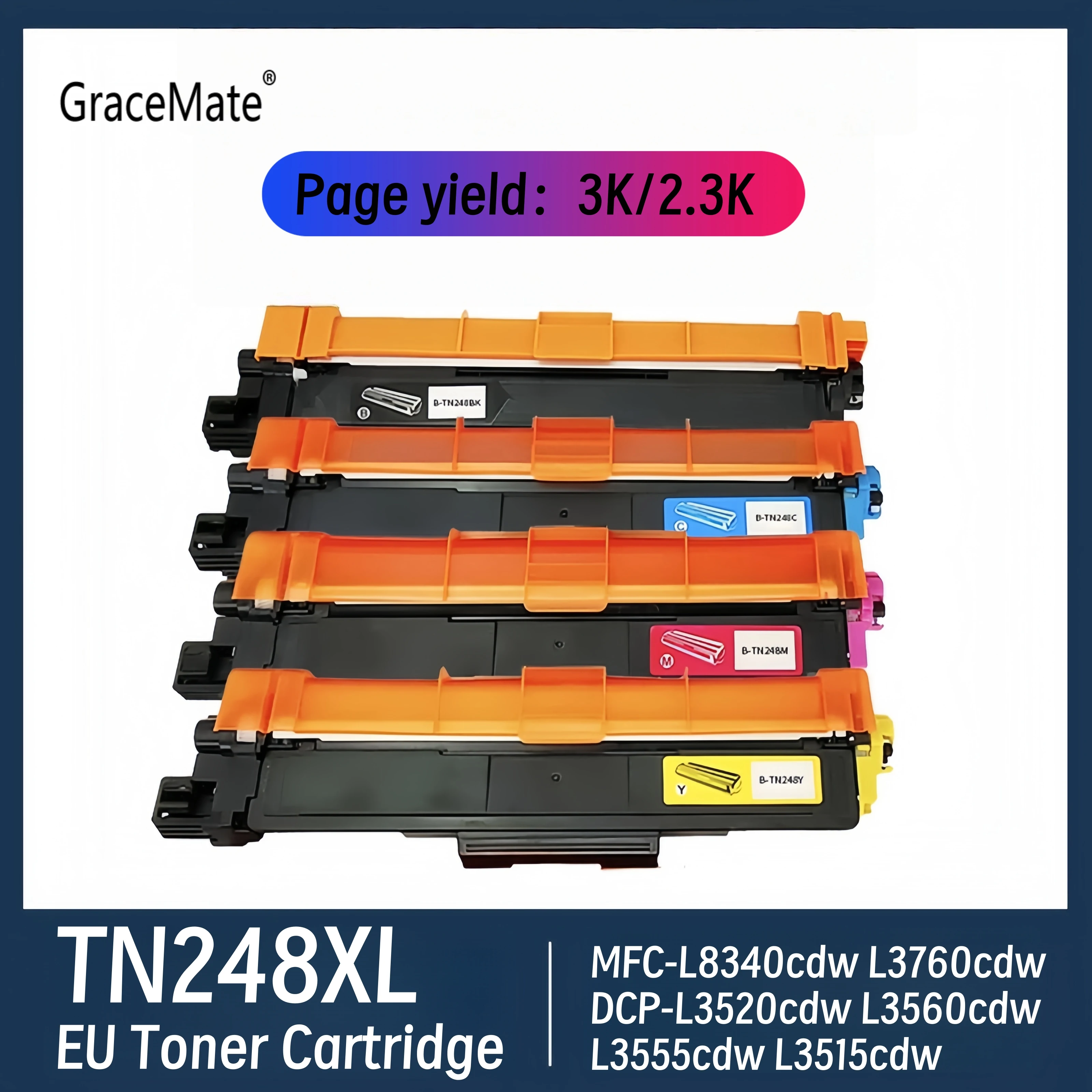 4PCS TN248 TN248XL Toner Cartridge Compatible for Brother HL-L3215cw L3220cw L3240cdw L8230cdw L8240cdw MFC-L3740cdw Printer