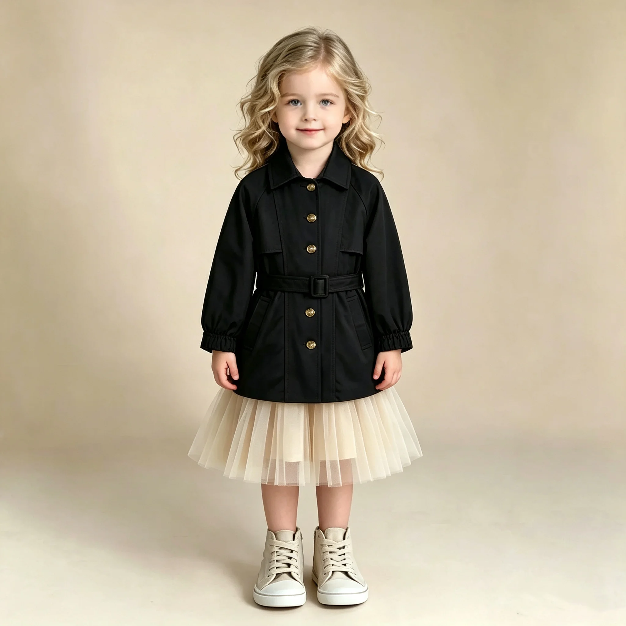 4-13 Years Teen Girls Long Trench Coats New Fashion England Style Windbreaker Jacket for Girls Spring Autumn Children's Clothing