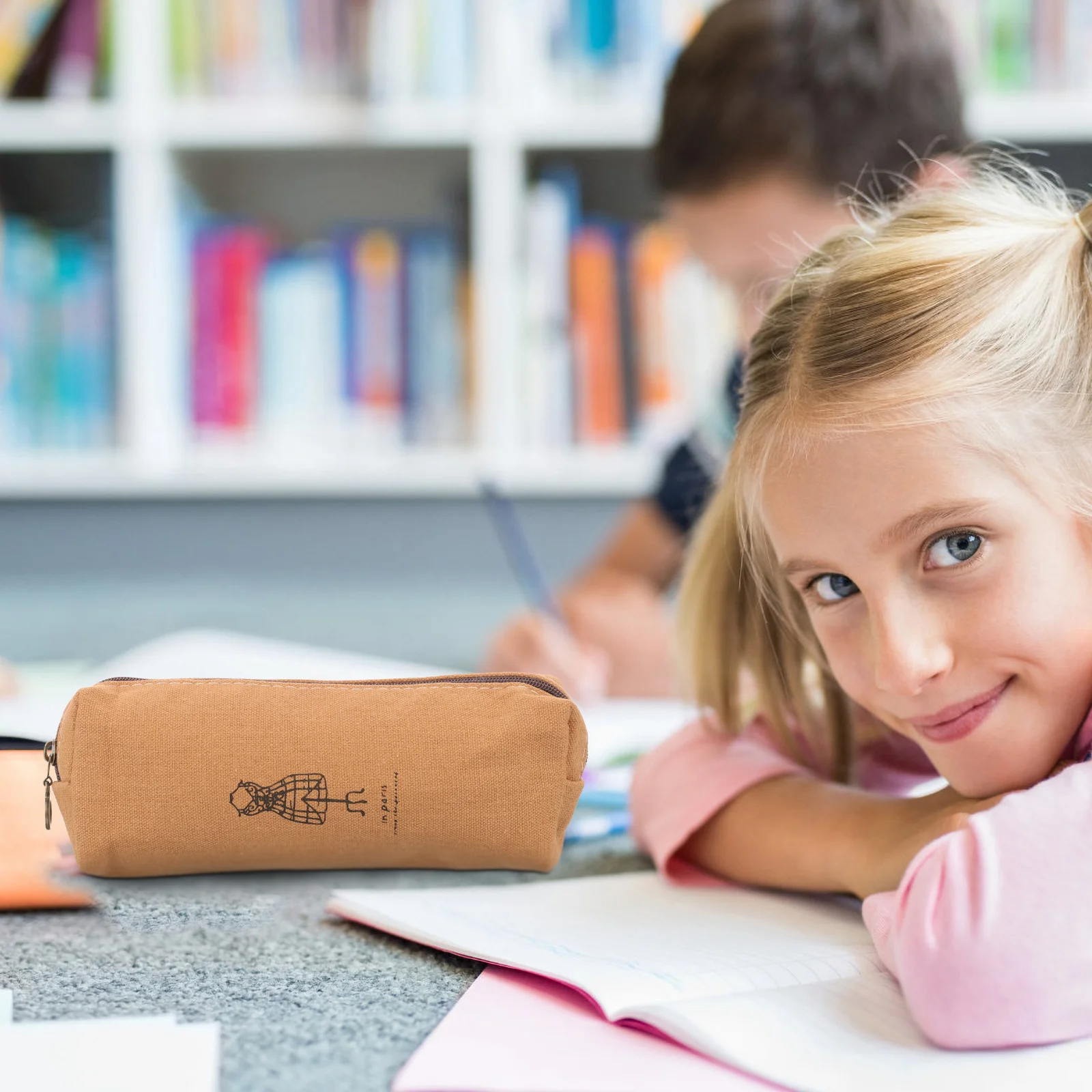 

Vintage Pattern Brown Canvas Pencil Case Large Capacity Stationery Holder Pen Bag Coin Bag Durable Scratch Resistant