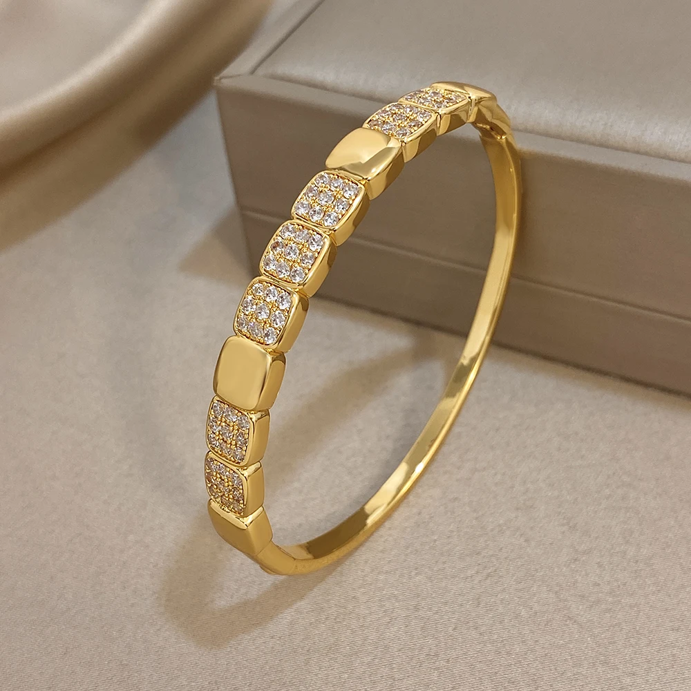 Greatera موضة ساحة كاملة حجر الراين مطعمة تقسم النحاس سوار للنساء الرجال حساسية كول شعبية الإسورة الأكثر مبيعا