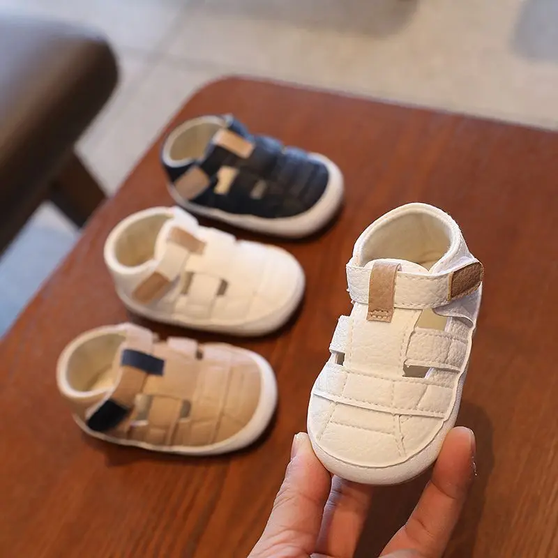 New Baby Sandals Baby Shoes Baby Boy Girl Sandals PU Soft Bottom Sole Anti-Slip Infant First Walker Crib Shoes Newborn Moccasins