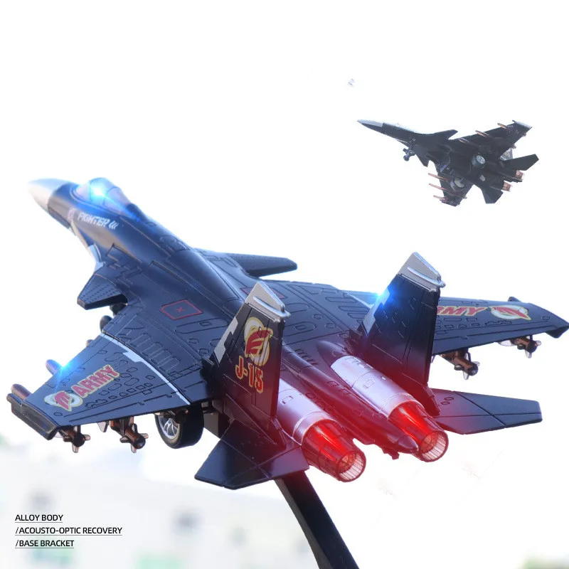 

1:72 alloy pull back J15 fighter model,simulation sound and light aircraft toy ornaments,original packaging gifts,wholesale